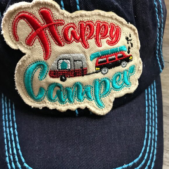 Wild Wear "Happy Camper" Hat, Cap Embroidered Patch Women's OS Fits‎ Most Cotton - Picture 6 of 14